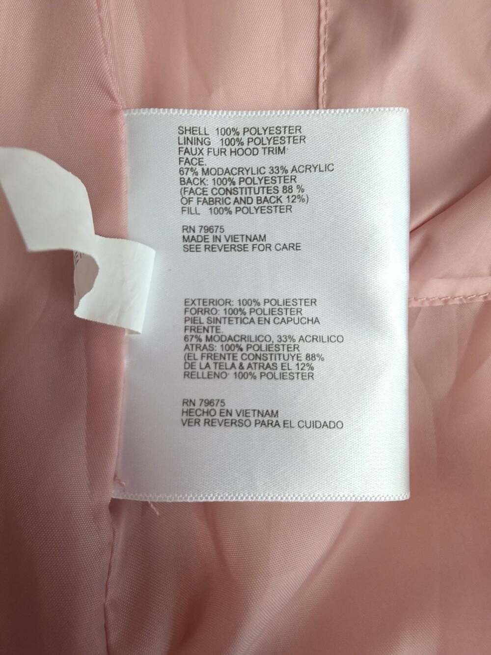Michael Kors Girls Pink Puffer Jacket with Faux Fur Trimmed Hood 6X - Picture 8 of 8